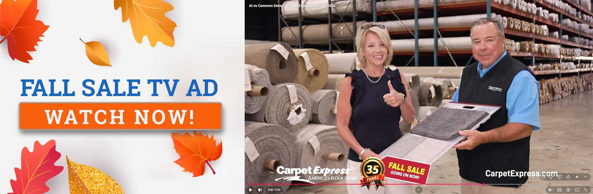 Fall Sale TV Commercial - You don't need AI to know where to buy new floors. Just common sense and Carpet Express!