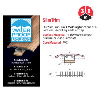 94\" 3N1 Reducer, T-Molding, & End Cap - Hand Sewn Plank